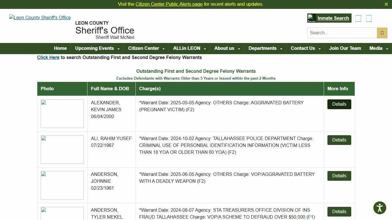 Leon County Sheriff's Office > Departments > Judicial Services > Warrant Search